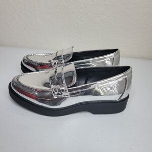 Worthington Ellen Patent Leather Silver Loafers